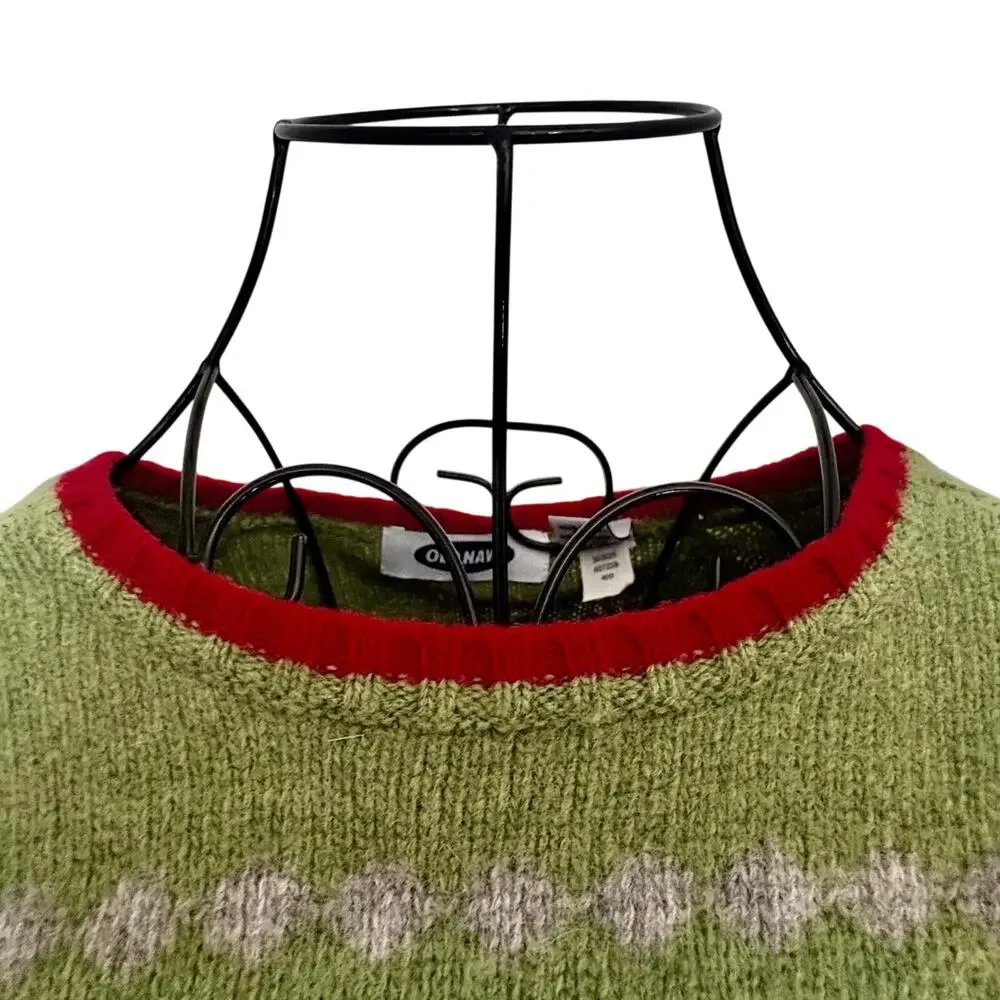 Vintage Y2K Old Navy 100% Lambswool Nordic Fair Isle Pullover Sweater Preppy